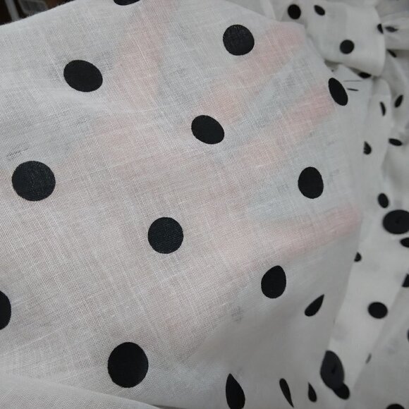 Dotti | Sheer Polka Dot  Button Front Mini Dress Black White Made USA | Size L - Picture 11 of 11